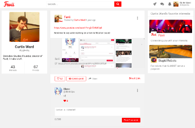 Feed page showing posts from users.